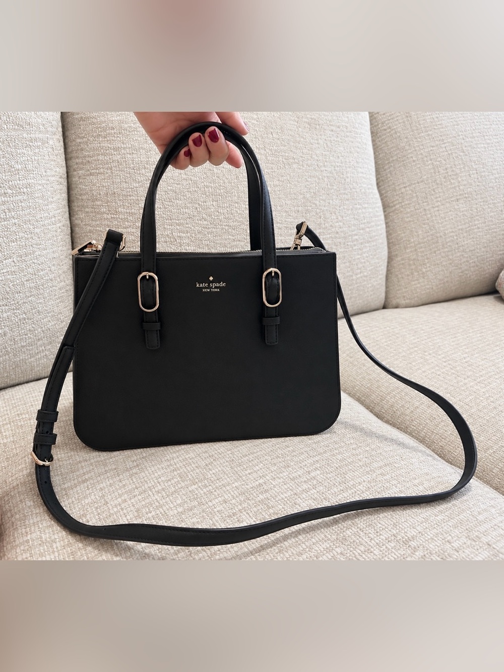 Kate Spade Black Leather Satchel Crossbody Bag